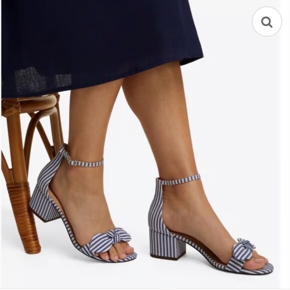 Draper James Preston Blue Striped Bow Heels